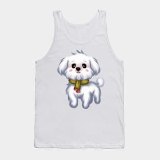 Cute Maltese Dog Drawing Tank Top